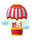 Cute animals flying with air balloon Royalty Free Stock Photo