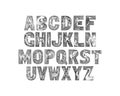 Cute Animals Font for kids. Decorative ancient alphabet. Vintage characters typeface. Double exposure Editable and Royalty Free Stock Photo