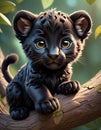 Baby black panther in Jungle