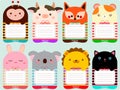Cute animals note set Royalty Free Stock Photo
