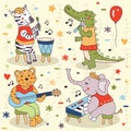 Cute Animals Playing Music - zebra, crocodile, tiger, elephant