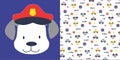 cute animals police carton with all over print vector art