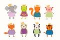 Cute animals princesses set