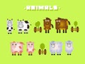 Cute animals set. Cartoon farm animals characters.