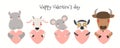 Cute animals Valentine banner Royalty Free Stock Photo