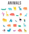 Cute Animals Vector illustration Icon Set isolated on a white background. Royalty Free Stock Photo