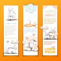 Cute animals vertical bannes set.