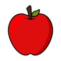 Animated Red Apple Vector Fruits Illustration Image with Stroke Outline in White Background Royalty Free Stock Photo