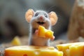 Cute animated mouse reaches for a chunk of delicious cheese