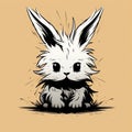 Cute Anime-inspired Cartoon Rabbits: Dark White And Amber Artworks