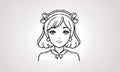 Cute anime manga girl in sketch style. Hand drawn simple illustration. Royalty Free Stock Photo
