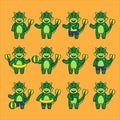 cute ankylosaurus cartoon set icon