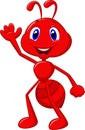 Cute ant cartoon waving Royalty Free Stock Photo