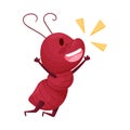 Cute Ant Character Jumping with Joy and Shouting Vector Illustration