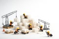 Cute Ant Team Building Sugar Cube Structure Construction Scene Royalty Free Stock Photo