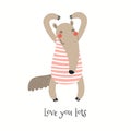 Cute anteater Valentine card