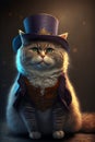 Cute anthropomorphic cat in wizard costume. Cat magician.