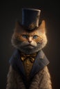 Cute anthropomorphic cat in wizard costume. Cat magician.