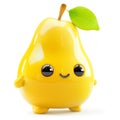 Cute anthropomorphic pear character with leaf