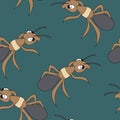 Cute ants. Seamless vector pattern