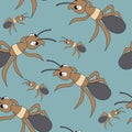 Cute ants. Seamless vector pattern Royalty Free Stock Photo