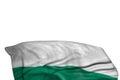 Cute Bulgaria flag with large folds lie in the bottom isolated on white - any celebration flag 3d illustration