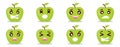 cute apple cartoon emoji set. different emoji on the apple shaped face. angry, sad, dissapointed, laughing, happy faces Royalty Free Stock Photo