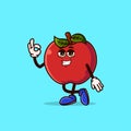 Cute Apple character with cool emoji and show Ok hand gesture. Fruit character icon concept isolated. Emoji Sticker. flat cartoon Royalty Free Stock Photo