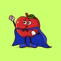 Cute Apple character with Super hero costume and try to fly. Fruit character icon concept isolated. Emoji Sticker. flat cartoon Royalty Free Stock Photo