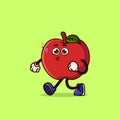 Cute Apple character Walking and whistle. Fruit character icon concept isolated. Emoji Sticker. flat cartoon style Vector Royalty Free Stock Photo