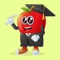 Cute apple character wearing a graduation cap and holding a diploma Royalty Free Stock Photo