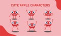 Cute apple characters, suitable for children\'s books or educational content