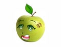 Cute Apple fruit with emotion shocked, sad, anime, manga cartoon expression