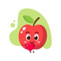 Cute apple holding heart in hands.cute vector illustration Royalty Free Stock Photo