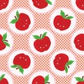 Cute apple polka dot vector illustration. Seamless repeating pattern.