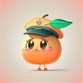 cute apricot cartoon character in a captain cap, cartoon style, modern simple illustration