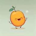 cute apricot cartoon character laughs, cartoon style, modern simple illustration