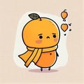 cute apricot cartoon character in scarf, cartoon style, modern simple illustration