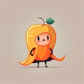 cute apricot cartoon character in a superhero cape, cartoon style, modern simple illustration