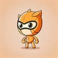 cute apricot cartoon character in a superhero mask, cartoon style, modern simple illustration