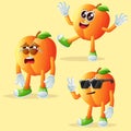 Cute apricot characters with emoticon faces
