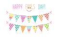 Cute April Fools Day background as festive colorful bunting flags Royalty Free Stock Photo