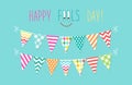 Cute April Fools Day background as festive colorful bunting flags