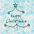 Happy Christmas tree greeting card design