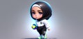 A cute girl like a soccer player, with her hijab and the soccer ball- Generated by Generative AI