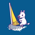 Cute Arabian Horse Sailing Sport Cartoon Vector Icon Illustration