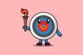 cute Archery target cartoon holding fire torch