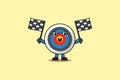 cute Archery target cartoon holding race flag