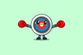 Cute Archery target mascot cartoon playing boxing