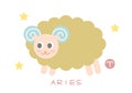 Cute Aries vector illustration. Sheep and star pattern Royalty Free Stock Photo